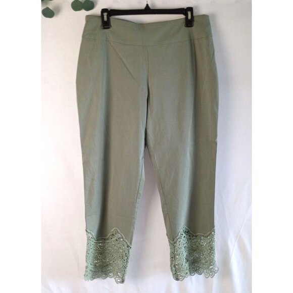 Cato Crochet Hem Pull-On Ankle Pants Size 14 Mid Rise NWT Comfy Chic - Picture 1 of 13